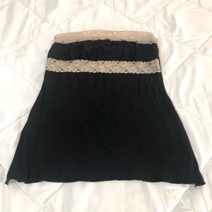 ADD ON ONLY Black strapless top with cream lace